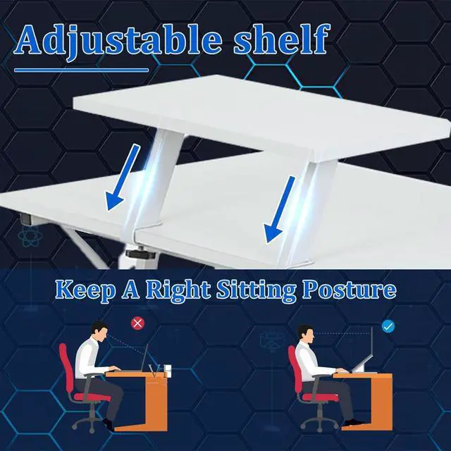 Alt view image 5 of 7 - 51 inch L Shaped Gaming Desk, Computer Desk for Bedroom, White L shaped Desk for Gaming,Home Office Desks with Detachable Monitor Stand, Corner Desk for Small Place,Large,Carbon Fiber,White desk
