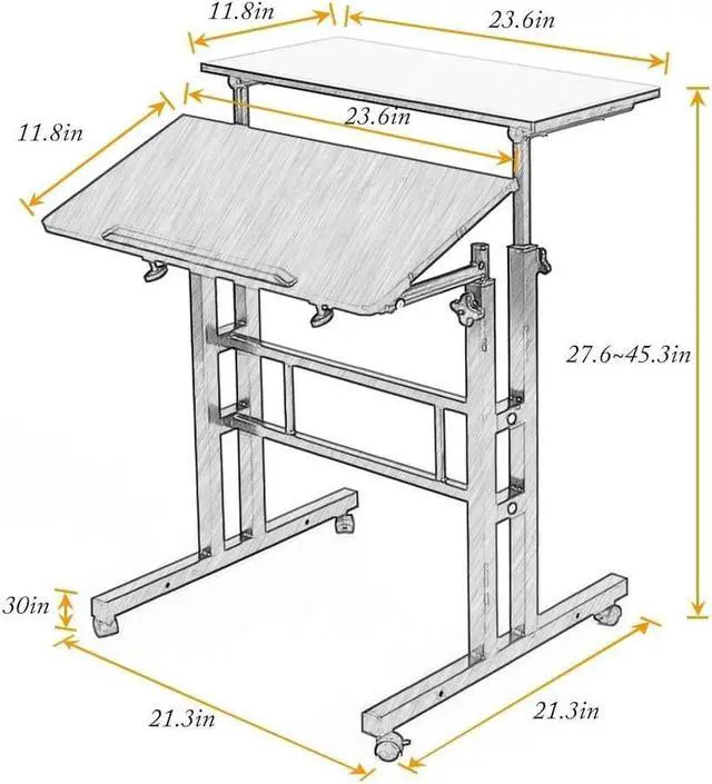 Alt view image 2 of 6 - Adjustable Stand Up Desk 23.6 inches Computer Mobile Desk Workstation with Standing and Seating (Black)