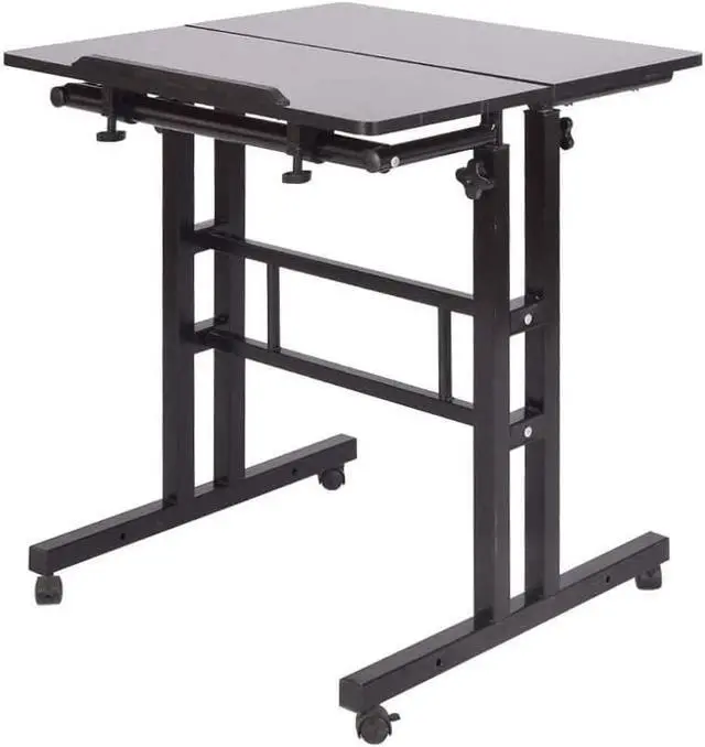 Alt view image 6 of 6 - Adjustable Stand Up Desk 23.6 inches Computer Mobile Desk Workstation with Standing and Seating (Black)