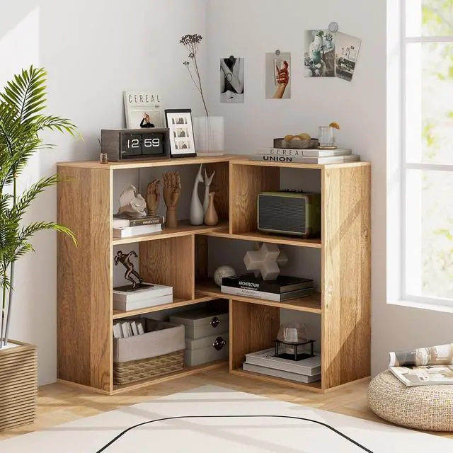 Alt view image 2 of 7 - 3-Tier Bookshelf Set, Wood Bookcase Open Storage Shelf for Living Room, Home Office, Library