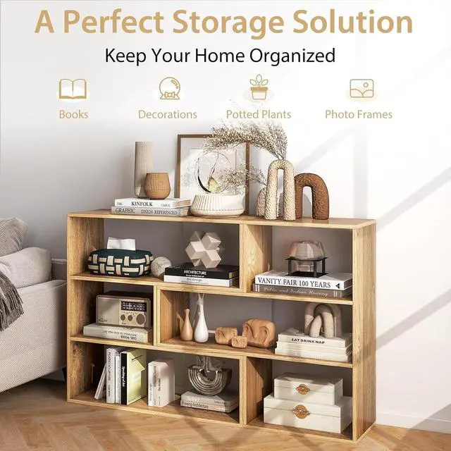 Alt view image 6 of 7 - 3-Tier Bookshelf Set, Wood Bookcase Open Storage Shelf for Living Room, Home Office, Library