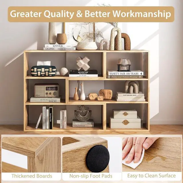 Alt view image 4 of 7 - 3-Tier Bookshelf Set, Wood Bookcase Open Storage Shelf for Living Room, Home Office, Library