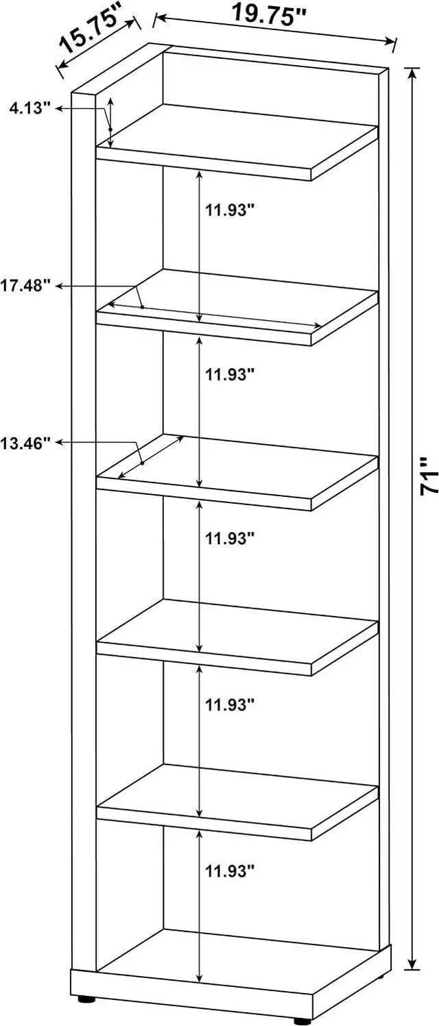 Alt view image 3 of 7 - Coaster Home Furnishings - Alder - Engineered Wood - 6-Shelf Tall Corner Bookcase with Leveling Glides, Modern Design, Transitional Style - Living Room and Home Office - 71-Inch - Cappuccino - 800270