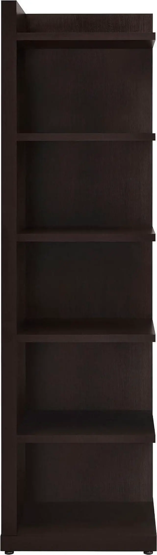 Alt view image 5 of 7 - Coaster Home Furnishings - Alder - Engineered Wood - 6-Shelf Tall Corner Bookcase with Leveling Glides, Modern Design, Transitional Style - Living Room and Home Office - 71-Inch - Cappuccino - 800270