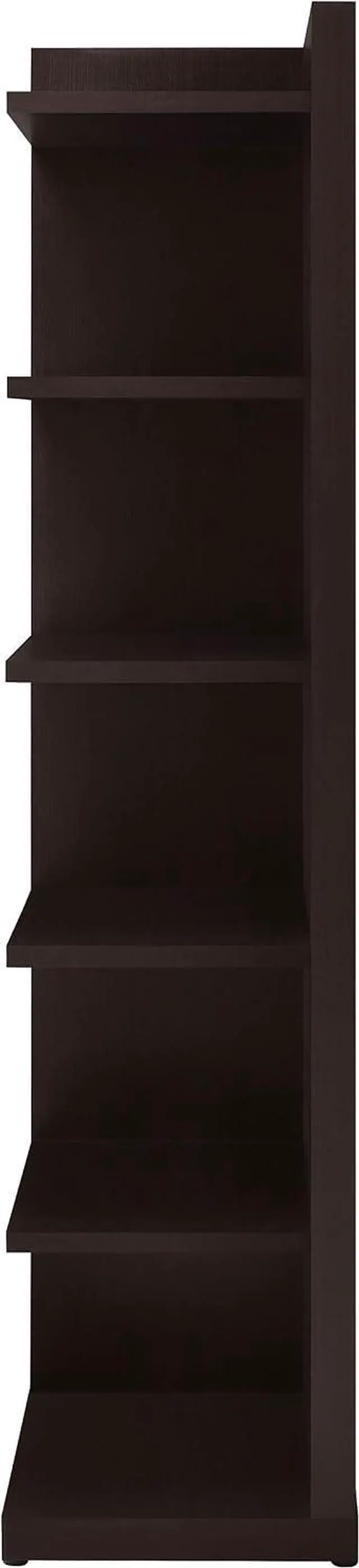 Alt view image 7 of 7 - Coaster Home Furnishings - Alder - Engineered Wood - 6-Shelf Tall Corner Bookcase with Leveling Glides, Modern Design, Transitional Style - Living Room and Home Office - 71-Inch - Cappuccino - 800270