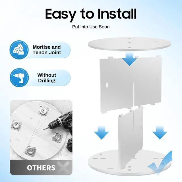 Alt view image 5 of 7 - Rotating Bookshelf, 4 Tier Spinning Bookcase with Baffle, Revolving 360 Book Shelf Vertical Turning Round Storage Bookshelf, Book Shelf Organizer for Bedroom, Living Room, Office Study Rooms Etc