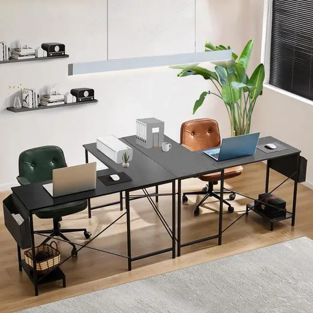 Alt view image 6 of 6 - L Shaped Gaming Desk 49" Black Home Office,Bedroom Computer Table for Study Standing Executive Desk with CPU Storage Shelf & Side Bag Grey