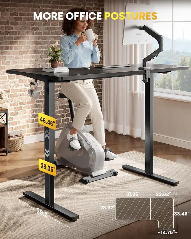 Alt view image 6 of 7 - L-Shaped Standing Desk - 55 Inch Adjustable Corner Desk, Electric Sit-Stand Computer Table with Memory Controller for Home Office