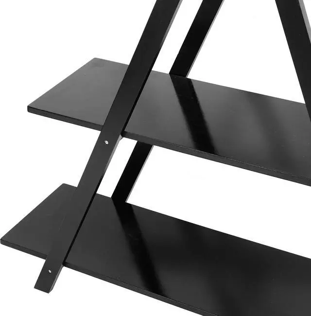 Alt view image 7 of 7 - A Frame Bookshelf Storage Shelves, 4 Tier Ladder Bookcase Free Standing, Plant Book Display Furniture for Home Office, Black
