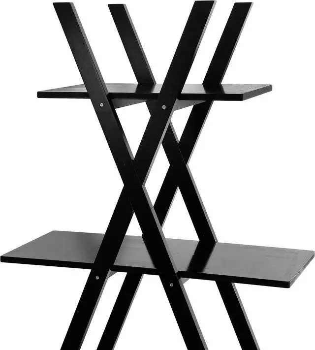 Alt view image 6 of 7 - A Frame Bookshelf Storage Shelves, 4 Tier Ladder Bookcase Free Standing, Plant Book Display Furniture for Home Office, Black