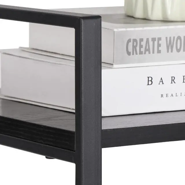 Alt view image 7 of 7 - 2 Tier Small Bookshelf for Small Space,Industrial Shelving Unit for Bedroom, Living Room and Home Office, Black