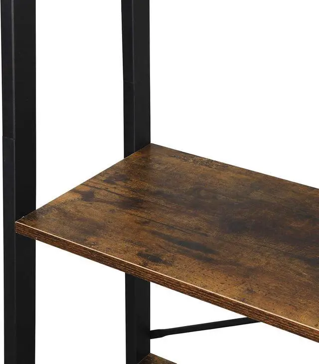 Alt view image 7 of 7 - Industrial Ladder Shelf 4-Tier Bookcase Plant Book Display Furniture Storage Rack Shelf for Living Room Home Office Bedroom (Rustic Brown)