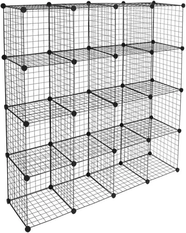 Alt view image 4 of 7 - 16-Wire Cube Organizer, Wire Storage Shelves & Bookcase, DIY Multifunctional Shelving Unit Durable Metal Grids Versatile Cubbies for Home & Office 13.8" Cubes 22lb Capacity Black