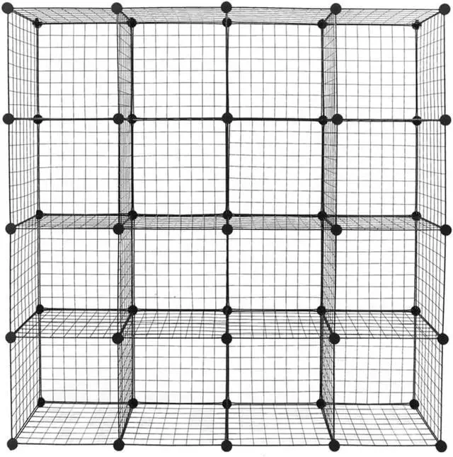 Alt view image 5 of 7 - 16-Wire Cube Organizer, Wire Storage Shelves & Bookcase, DIY Multifunctional Shelving Unit Durable Metal Grids Versatile Cubbies for Home & Office 13.8" Cubes 22lb Capacity Black