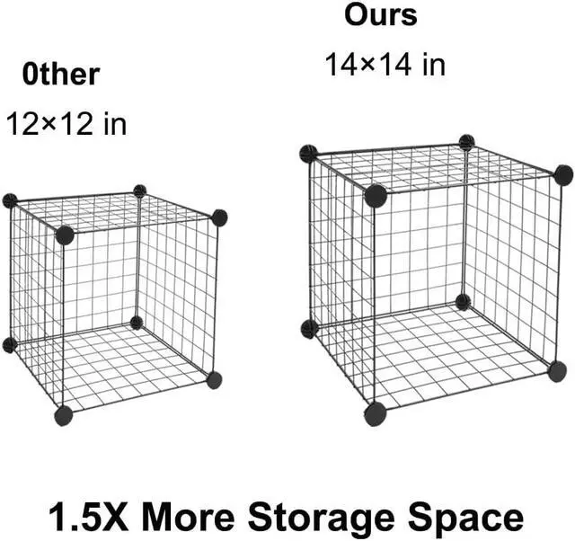 Alt view image 6 of 7 - 16-Wire Cube Organizer, Wire Storage Shelves & Bookcase, DIY Multifunctional Shelving Unit Durable Metal Grids Versatile Cubbies for Home & Office 13.8" Cubes 22lb Capacity Black
