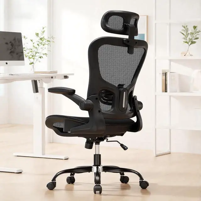 Alt view image 2 of 7 - Office Chair, Home Ergonomic Desk Chair with High Back Mesh, Mesh Office Computer Desk Chairs with Adjustable Lumbar Support, Rolling Work Swivel Task Chairs with 3D Armrests and Headrest