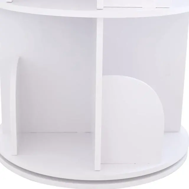 Alt view image 7 of 7 - Rotating Bookshelf, 2 Tier Rotating White Bookshelf 360 Degrees, Floor Standing Bookcase Storage Rack for Home Office Living Room Study Multi-Functional Bookshelf Organizer