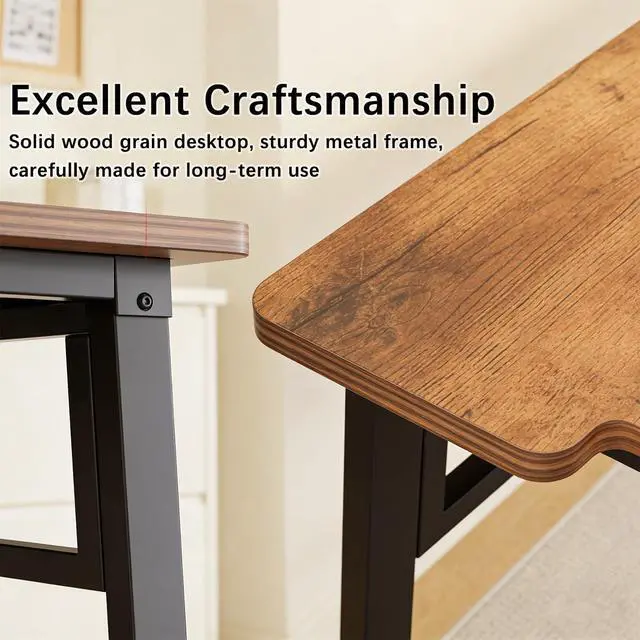Alt view image 7 of 7 - Computer Desk 39.4 Inch Small Office Desk with Wood Top and Metal Frame, Study Writing Desk for Home, Bedroom, Gaming, U-Shaped Leg Design, Modern Simple