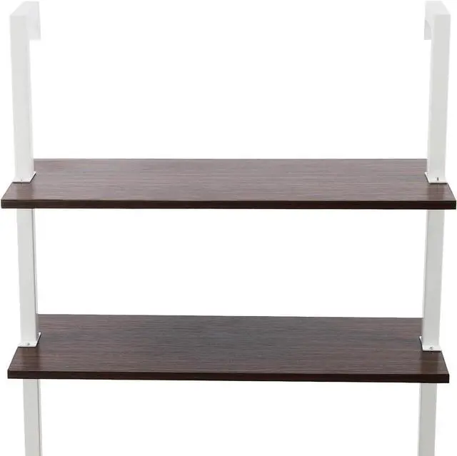 Alt view image 5 of 7 - Laptop Desk With Shelves, 2-Shelf Wall Mount With Power Strip, Modern Computer Writing Table for Work Platform, Ladder Design, Industrial Style (Brown, White, 30" x 20" x 72.5")