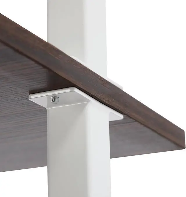 Alt view image 7 of 7 - Laptop Desk With Shelves, 2-Shelf Wall Mount With Power Strip, Modern Computer Writing Table for Work Platform, Ladder Design, Industrial Style (Brown, White, 30" x 20" x 72.5")