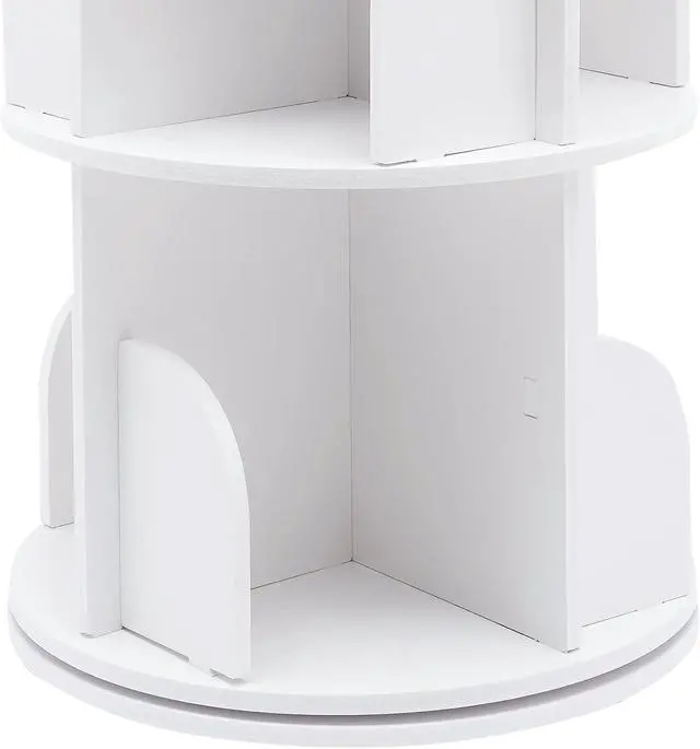 Alt view image 7 of 7 - 3 Tier 360° Revolving PVC Bookcase,12 Compartments Stackable Bookshelf Organizer, Floor Standing Bookcase Storage Rack Display Cabinet for Office Home Living Room Study(White)