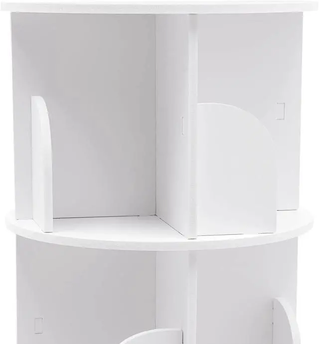 Alt view image 6 of 7 - 3 Tier 360° Revolving PVC Bookcase,12 Compartments Stackable Bookshelf Organizer, Floor Standing Bookcase Storage Rack Display Cabinet for Office Home Living Room Study(White)