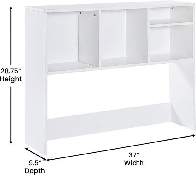 Alt view image 3 of 7 - Lotus Desktop Bookshelf Organizer, Space Saving Bookshelf for Desktop with Multiple Cubby Spaces, Engineered Wood, 37" W, White