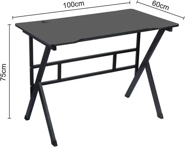 Alt view image 2 of 7 - Gaming Desk, 40 Inch Computer Desk, PC Gaming Desk, Computer Game Table with X-Shaped Steel Legs with Cable Holes for Home Office Sturdy Writing Workstation L: 39.37" W: 23.62" H:29.53" Bl