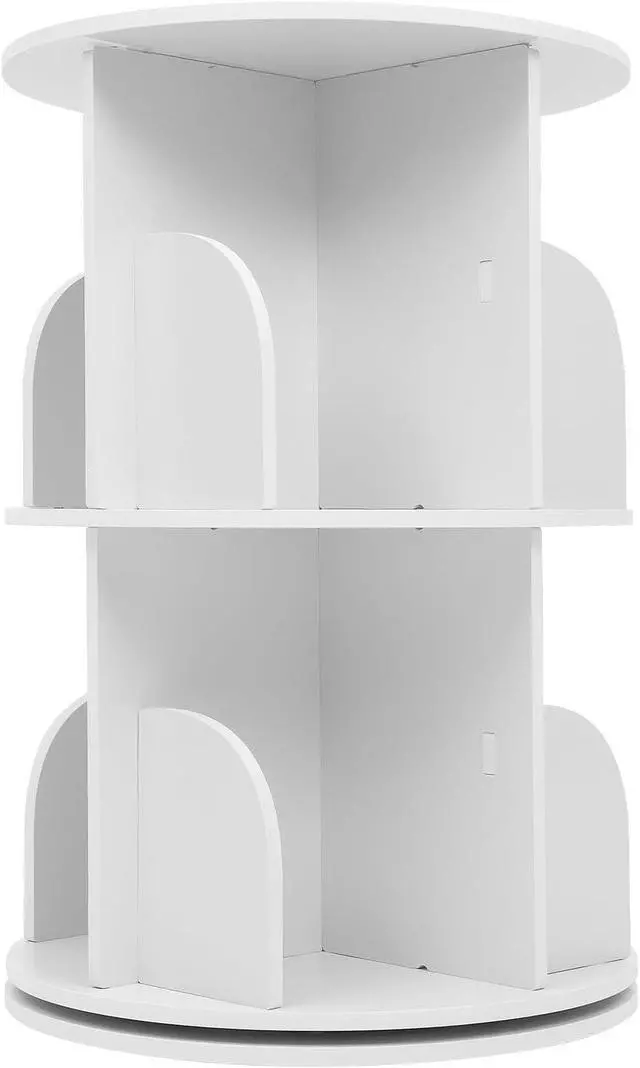 Alt view image 2 of 7 - 2 Tier Rotating Bookshelf, 360 Degree Floor Standing Bookshelf, Freestanding Storage Shelf Display Shelf, Round Rotating bookshelves, Multi-functional Booksshelf Organizer for Bedroom, Living Room