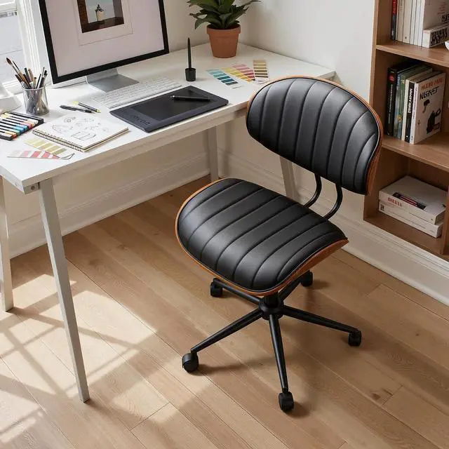 Main image of Home Office Desk Chair, Modern Sleek Office Chair with Adjustable Lumbar Support, Adjustable Height Mid Back Executive Task Chair with 360 Rolling Swivel for Meeting Study Room(Striped,Black)
