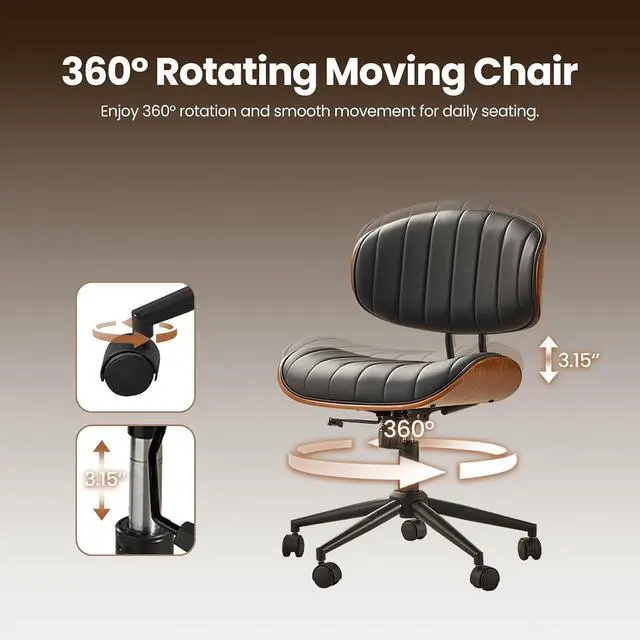Alt view image 6 of 8 - Home Office Desk Chair, Modern Sleek Office Chair with Adjustable Lumbar Support, Adjustable Height Mid Back Executive Task Chair with 360 Rolling Swivel for Meeting Study Room(Striped,Black)