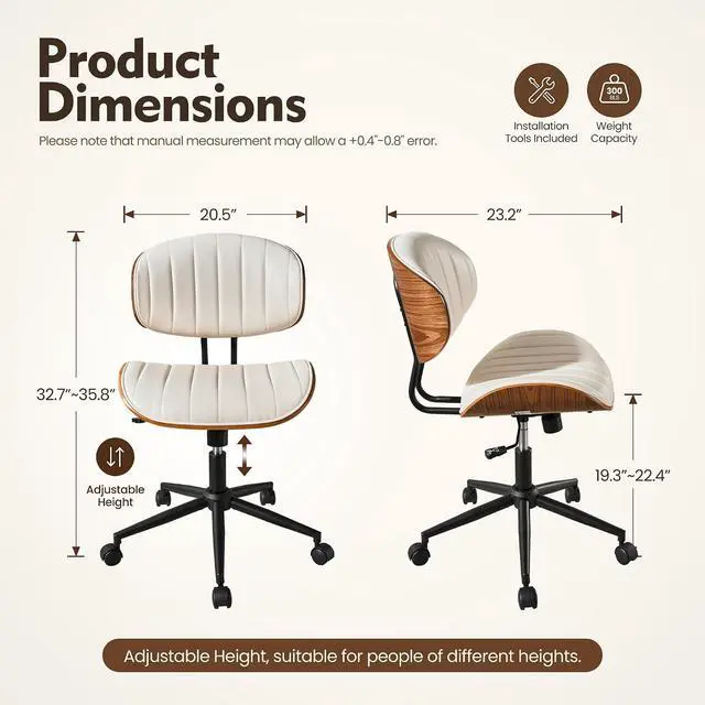 Alt view image 2 of 7 - Home Office Desk Chair, Modern Sleek Office Chair with Adjustable Lumbar Support, Adjustable Height Mid Back Executive Task Chair with 360 Rolling Swivel for Meeting Study Room(Striped,White)