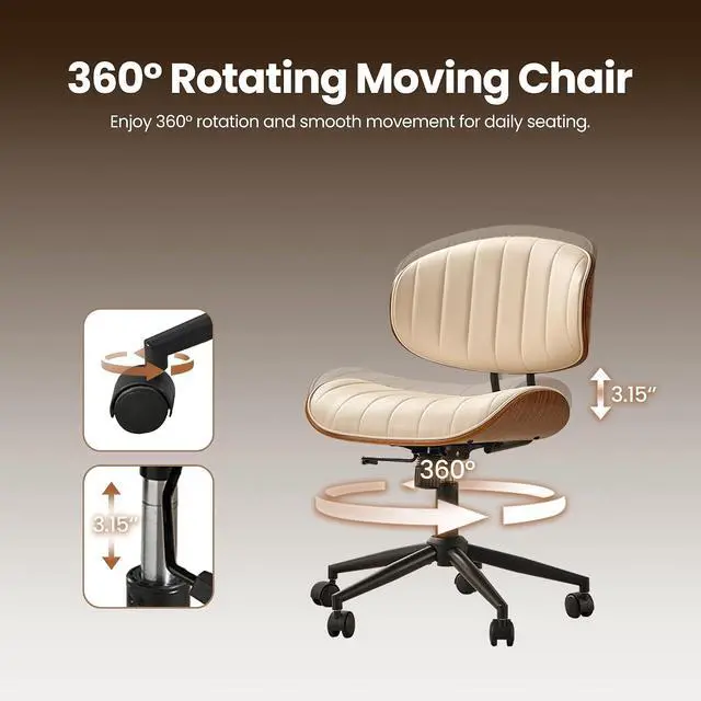 Alt view image 6 of 7 - Home Office Desk Chair, Modern Sleek Office Chair with Adjustable Lumbar Support, Adjustable Height Mid Back Executive Task Chair with 360 Rolling Swivel for Meeting Study Room(Striped,White)