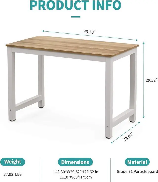 Alt view image 3 of 7 - 43Large MDF Computer Office Desk PC Laptop Table Study Work-Station Home Office Furniture Wood