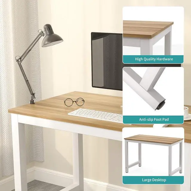 Alt view image 6 of 7 - 43Large MDF Computer Office Desk PC Laptop Table Study Work-Station Home Office Furniture Wood