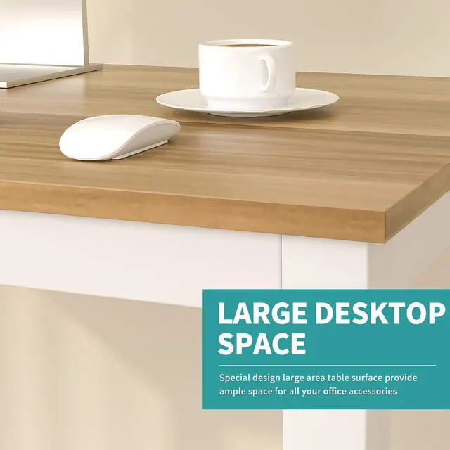 Alt view image 7 of 7 - 43Large MDF Computer Office Desk PC Laptop Table Study Work-Station Home Office Furniture Wood