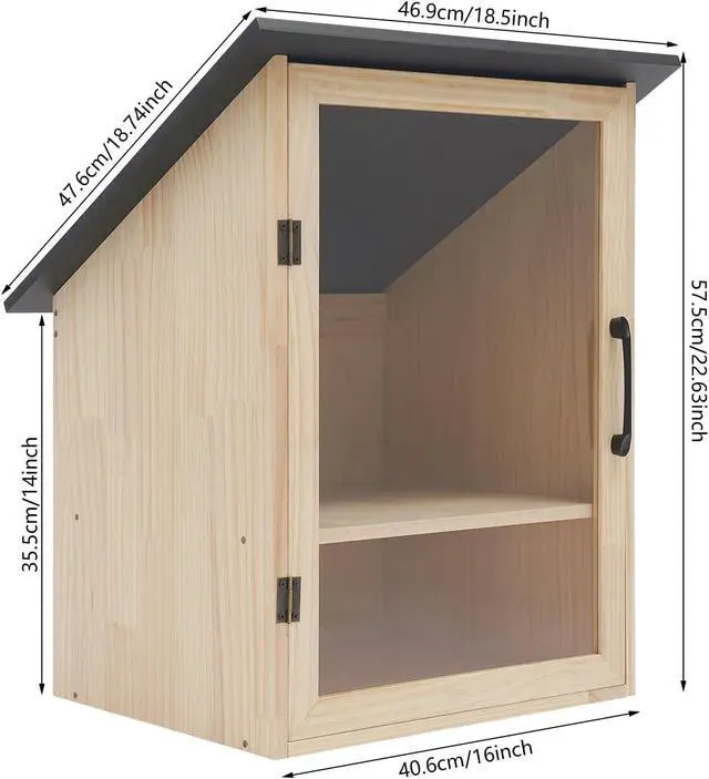 Alt view image 2 of 7 - Pine Wood Small Library Box, 2 Tier Wooden Cabin Bookcase for Sharing Books Mini Library Exchange Books Cabinet Storage with Door for Home School Community Neighborhoods (Single Door)
