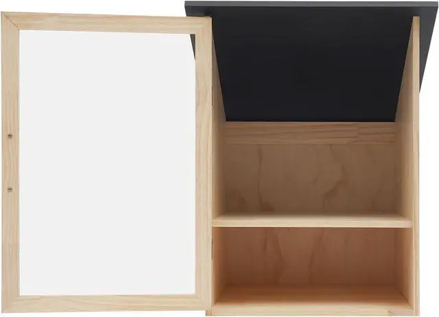Alt view image 6 of 7 - Pine Wood Small Library Box, 2 Tier Wooden Cabin Bookcase for Sharing Books Mini Library Exchange Books Cabinet Storage with Door for Home School Community Neighborhoods (Single Door)