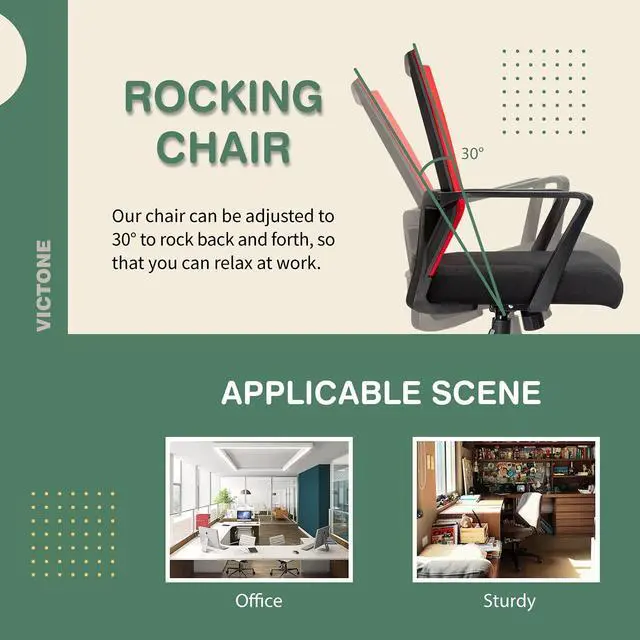 Alt view image 6 of 7 - Ergonomic Lumbar Support Desk Mesh Computer Mid Back Swivel Chair with Armrest (Red)