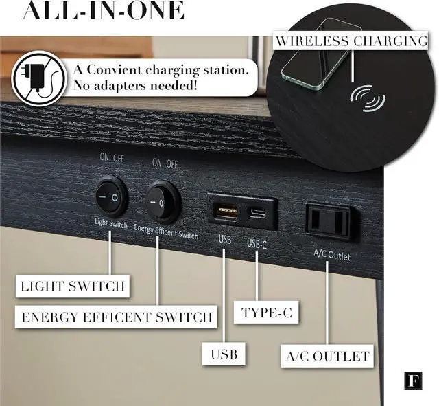 Alt view image 4 of 7 - Future - 39' Modern Desk with USB-C & Qi Wireless Charging Station