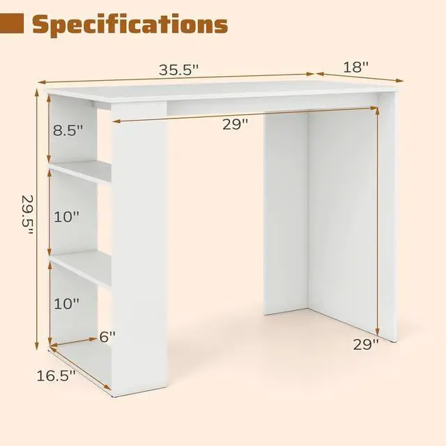 Alt view image 3 of 7 - Small Computer Desk, 36 Inch Compact Home Office Desk with Storage Open Shelves & Anti-Tipping Kit, Makeup Vanity Table, Student Teen Study Writing Desk for Small Space, White