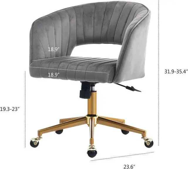 Alt view image 2 of 7 - Grey Vanity Chair with Wheel, Modern Velvet Home Office Chair with Back, Criss Cross Chair for Vanity, Living Room, Bedroom and Study