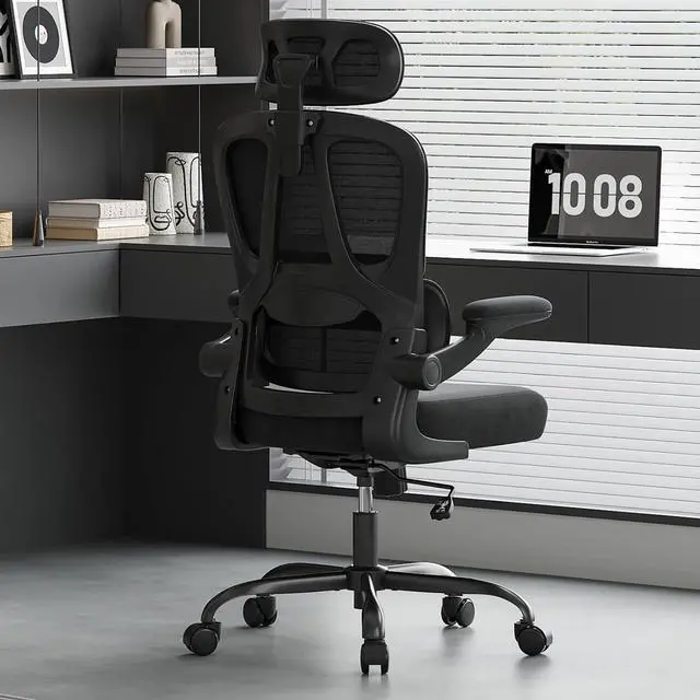 Main image of Ergonomic Office Chair, Desk Chair with Headrest and Lumbar Support, High Back Swivel Home Office Chair with Headrest for Home Office Bedroom, Gifts, Black & Black