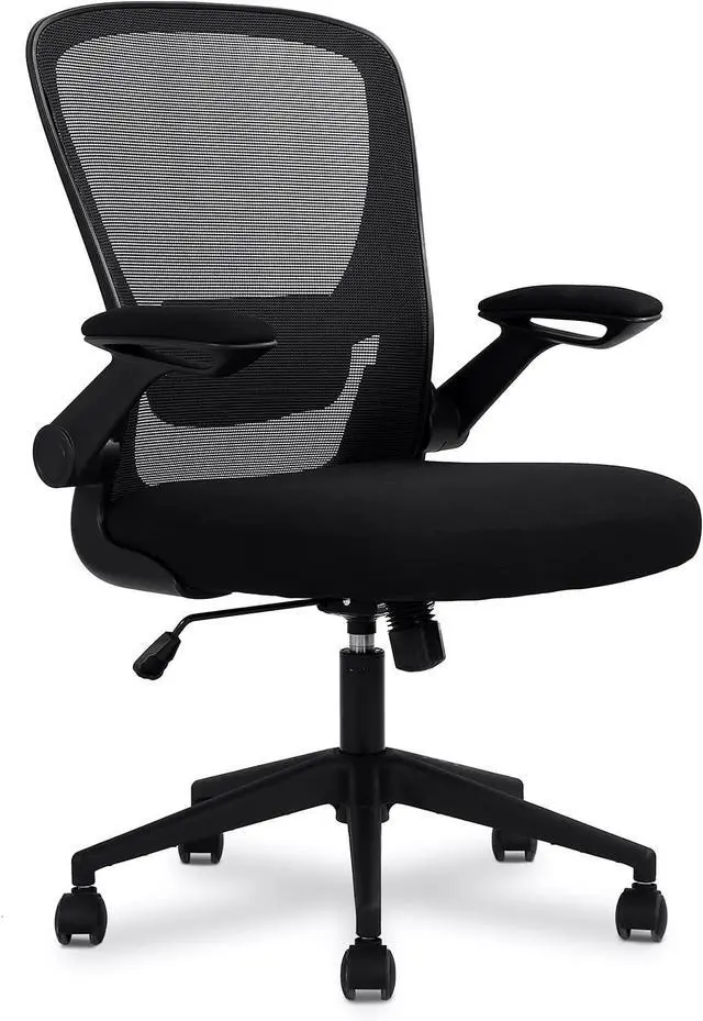 Main image of Home Office Chair, Ergonomic Desk Chair with Adjustable Lumbar Support & Flip-up Armrests, Mesh Computer Chair with Thickened Cushion, Swivel Executive Chair for Adults, Black