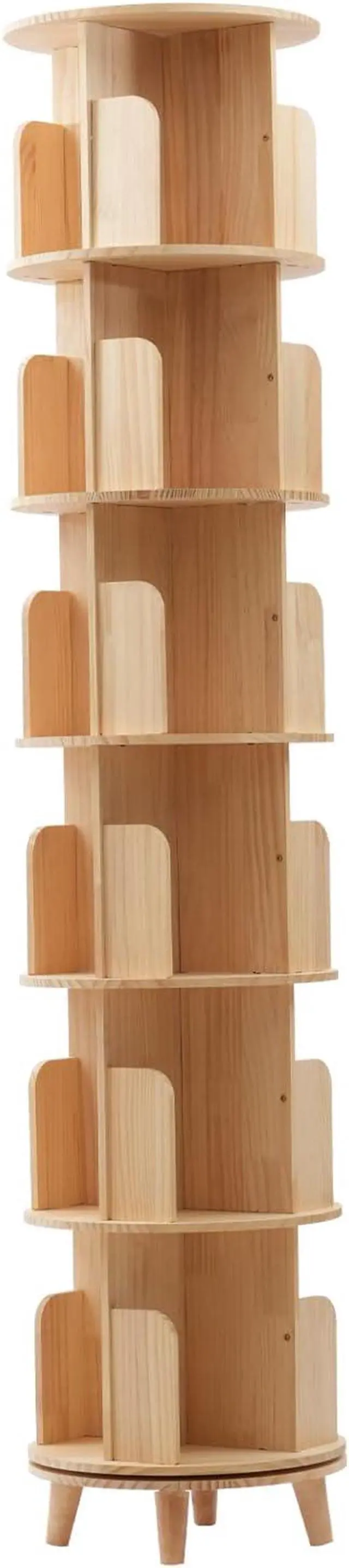 Alt view image 7 of 7 - 360° Rotating Bookshelf,6 Tier Floor Standing Bookcase Storage Rack Display Stackable Bookcase for Kids&Adults Freestanding (6 Tier)
