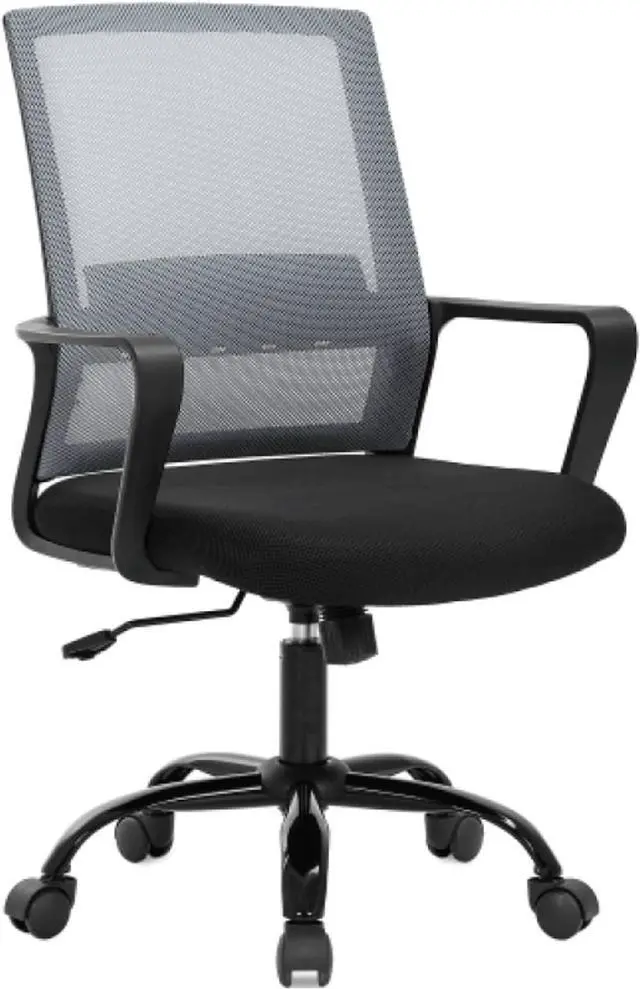 Main image of Office Chair Ergonomic Desk Chair, Mesh Computer Chairs with Lumbar Support& Armrests, Adjustable Mid Back Task Chair, Modern Home Rolling Swivel Task Chairs for Adult Back Pain- Gray