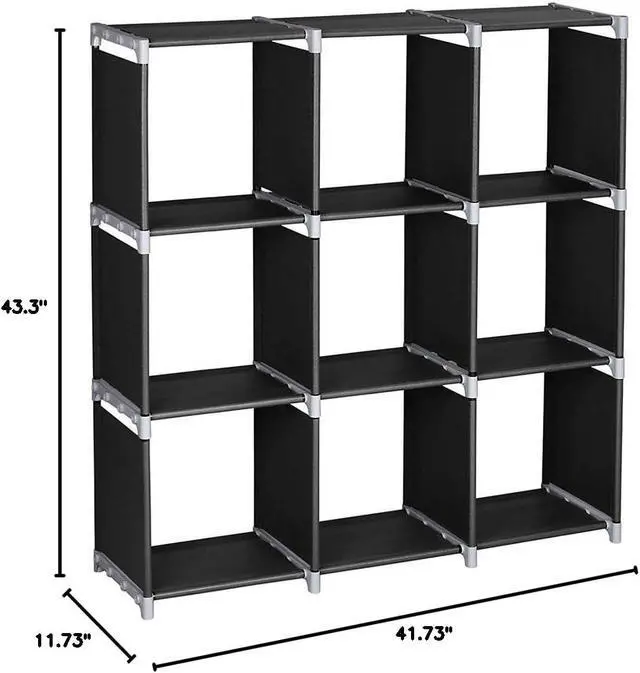 Alt view image 3 of 6 - 9 Cube Storage Organizer, DIY Storage Shelf and Cube Bookcase for Home, Living Room, Bedroom (9cube/Black)