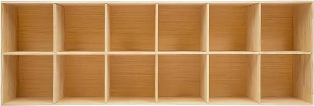 Main image of 12 Cube Solid Wood Bookcase 2-Tier Floor Standing Wooden Cube Shelf Bookcase Open Storage Organizer for Home Office Living Room, 70.87"×11.81"×23.62"