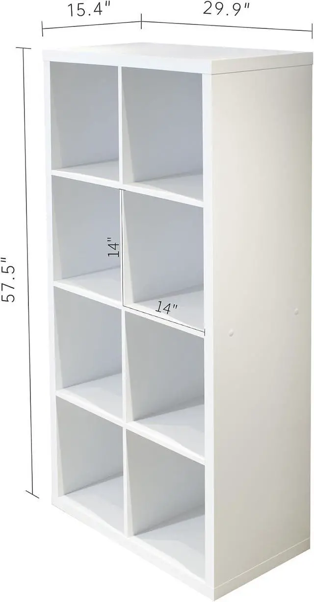 Alt view image 2 of 7 - 8-Cube Book Shelf, White Cubby Storage Organizer, Open Bookcase Cabinet Storage Shelves for Classroom Sturdy Room Kid's Playroom, Reading Nook