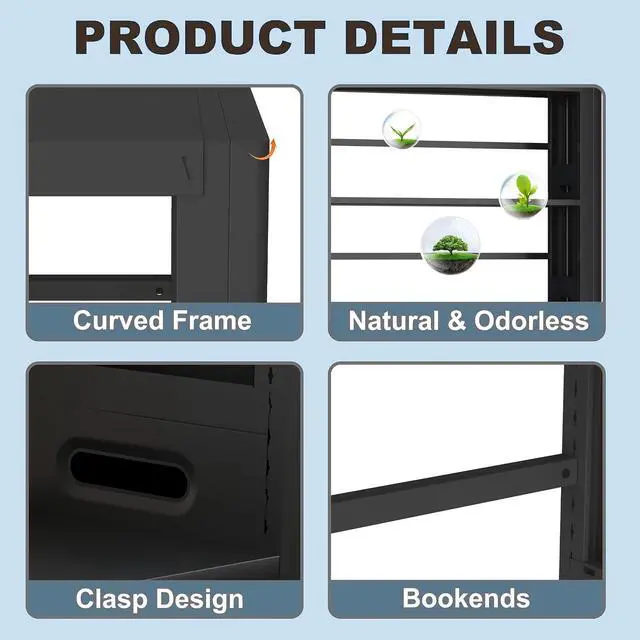 Alt view image 5 of 7 - Metal Bookshelf, 5 Tier Bookshelf with Adjustable Shelves, Black Bookcase, Heavy Duty 69 Tall Bookcase, Large Book Case Book Shelf for Bedroom, Living Room, Office, Library